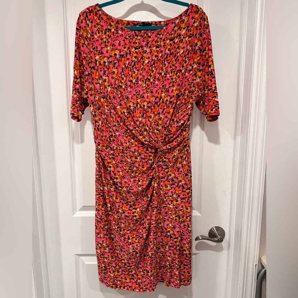 Chaus Red Ruched Sheath Dress 3/4 Dolman Sleeve